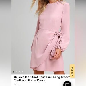 Lulus believe it or knot rose pink dress